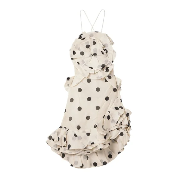 Zimmermann Black and White Polka Dot Crush Ruffle Mini Dress Size 4/6 (1) - Picture 6 of 13